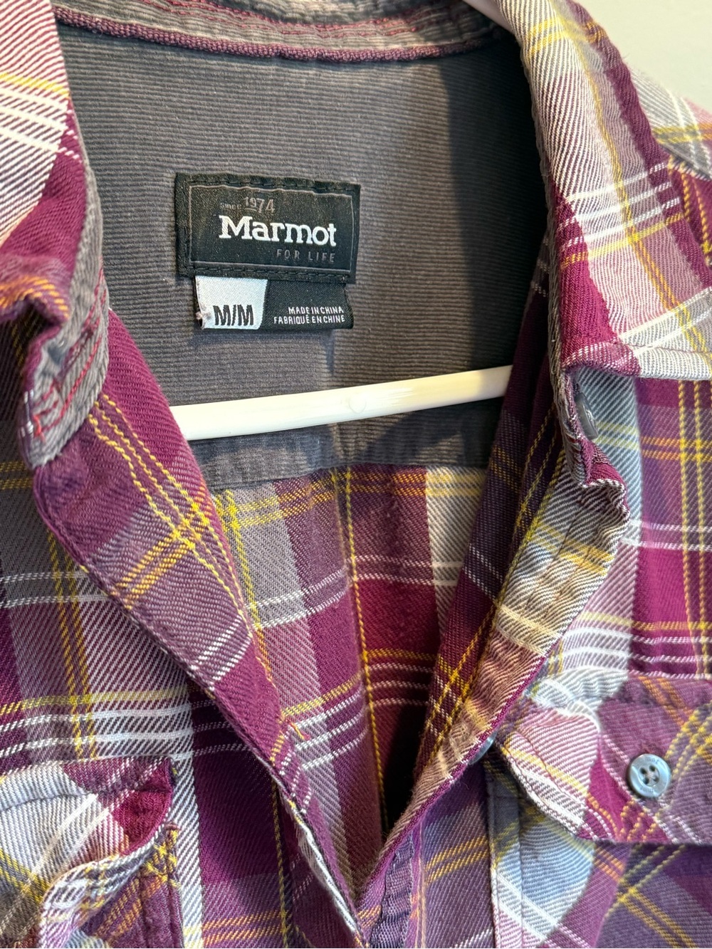 Marmot Purple Plaid Flannel Button-Down Shirt - Picture 3 of 3
